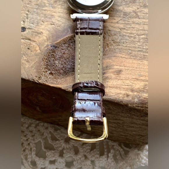 Tri Color Silver Gold Quartz Wrist Watch Brown Band Women’s Accessories Jewelry - Picture 7 of 8